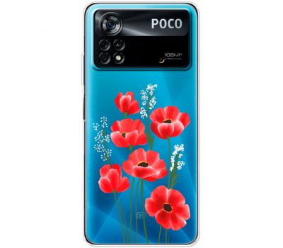 Чохол для Xiaomi Poco X4 Pro 5G Mixcase квіти маки в польових травах