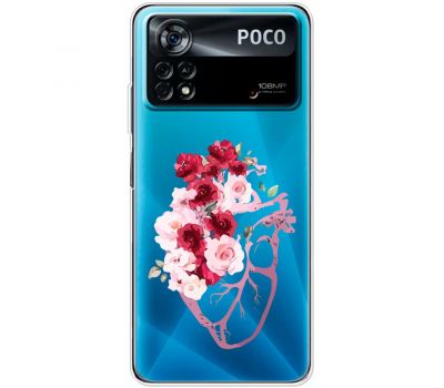 Чохол для Xiaomi Poco X4 Pro 5G Mixcase квіти серце поросло квітами