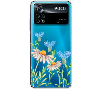 Чохол для Xiaomi Poco X4 Pro 5G Mixcase квіти волошки та ромашки