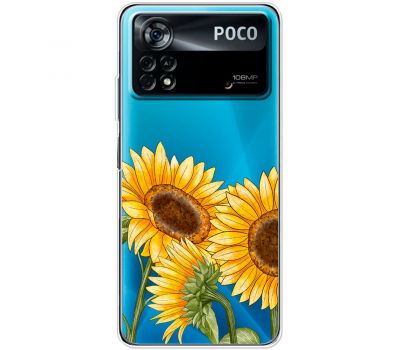 Чохол для Xiaomi Poco X4 Pro 5G Mixcase квіти три соняшники