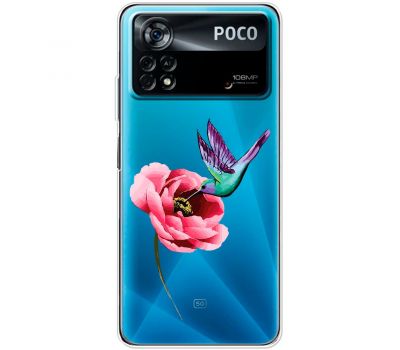 Чохол для Xiaomi Poco X4 Pro 5G Mixcase квіти колібрі в півоні