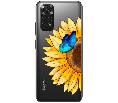 Чохол для Xiaomi Redmi Note 11 / 11s Mixcase квіти соняшник з блакитним метеликом