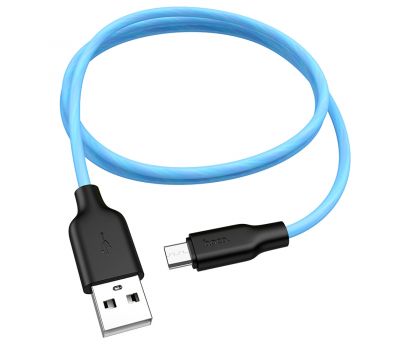Кабель USB Hoco X21 Plus fluorescent microUSB 2.4A 1m синий