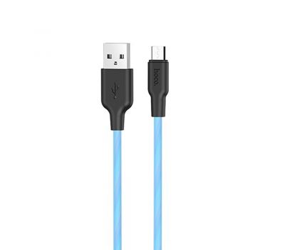 Кабель USB Hoco X21 Plus fluorescent microUSB 2.4A 1m синий 3005165