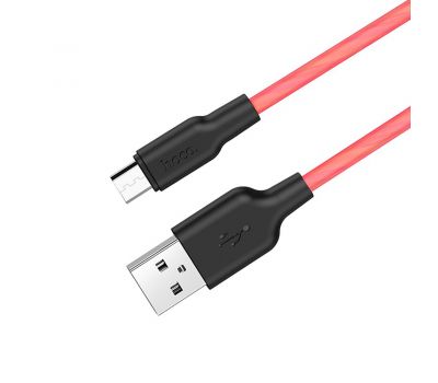 Кабель USB Hoco X21 Plus fluorescent microUSB 2.4A 1m красный