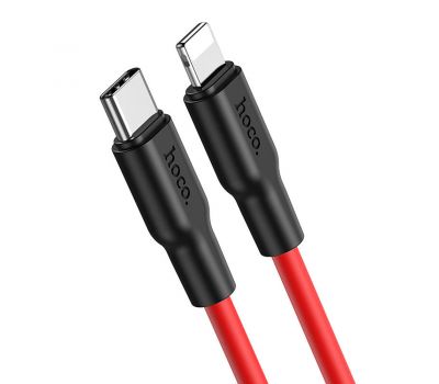 Кабель USB Hoco X21 Plus lightning Silicone PD20W 1m черный / красный