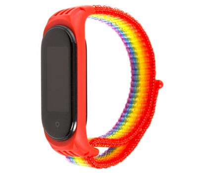 Ремінець для Xiaomi Mi Band 5 Nylon red/rainbow