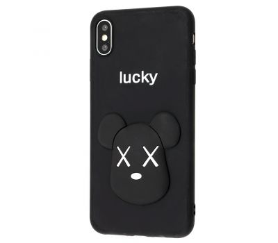 3D чохол для iPhone Xs Max "ведмедик Lucky" чорний