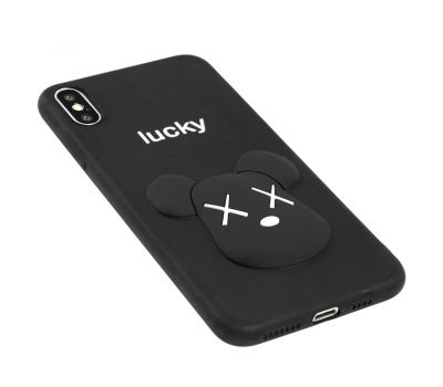 3D чохол для iPhone Xs Max "ведмедик Lucky" чорний 3011068