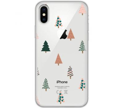 Чохол для iPhone X / Xs MixCase Новий рік патерн новорічні ялинки