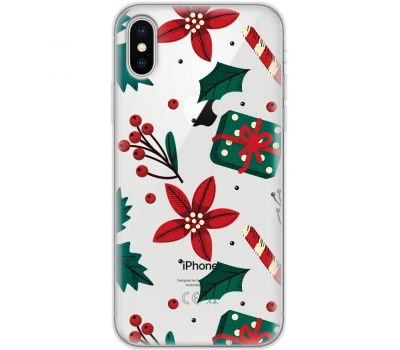 Чохол для iPhone X / Xs MixCase Новий рік патерн омела