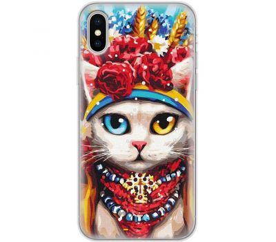 Чохол для iPhone X / Xs MixCase Новий рік символ кіт патріот