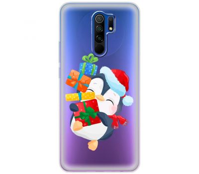 Чохол для Xiaomi Redmi 9 MixCase Новий рік пінгвін з подарунками