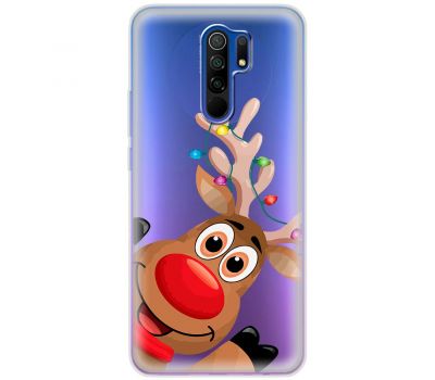 Чохол для Xiaomi Redmi 9 MixCase Новий рік олень у гірлянді