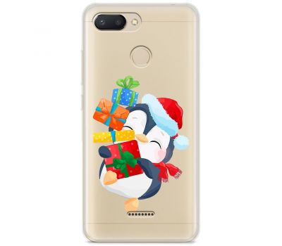 Чохол для Xiaomi Redmi 6 MixCase Новий рік пінгвін з подарунками