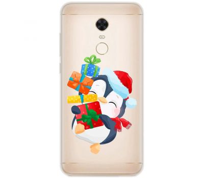 Чохол для Xiaomi Redmi 5 Plus MixCase Новий рік пінгвін із подарунками