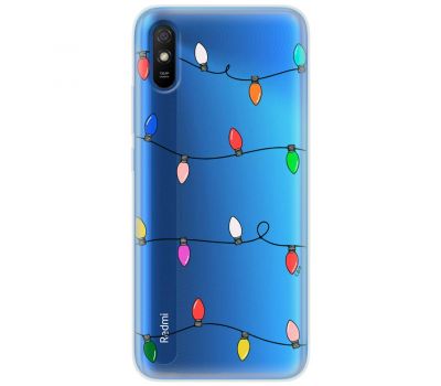 Чохол для Xiaomi Redmi 9A MixCase Новий рік кольорова гірлянда