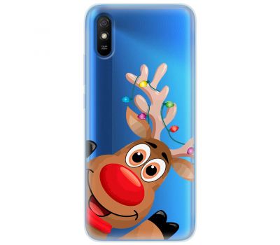 Чохол для Xiaomi Redmi 9A MixCase Новий рік олень у гірлянді