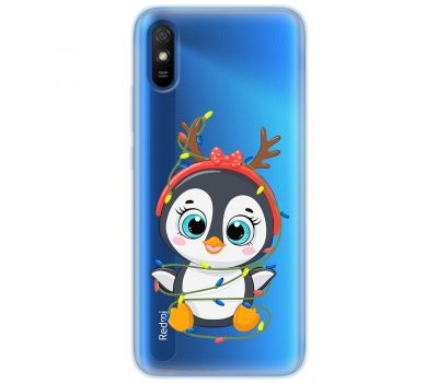 Чохол для Xiaomi Redmi 9A MixCase Новий рік пінгвін у гірлянді