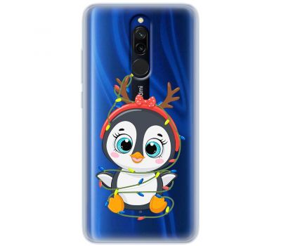 Чохол для Xiaomi Redmi 8 MixCase Новий рік пінгвін у гірлянді