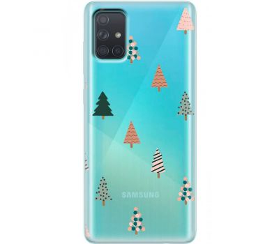 Чохол для Samsung Galaxy A71 (A715) MixCase Новий рік патерн новорічні ялинки