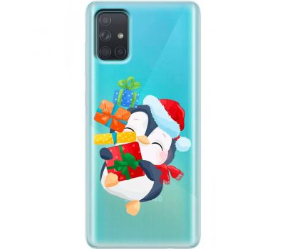 Чохол для Samsung Galaxy A71 (A715) MixCase Новий рік пінгвін з подарунками