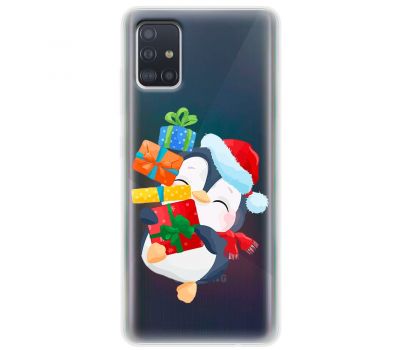 Чохол для Samsung Galaxy A51 (A515) / M40s MixCase Новий рік пінгвін з подарунками