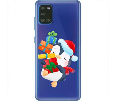 Чохол для Samsung Galaxy A31 (A315) MixCase Новий рік пінгвін з подарунками