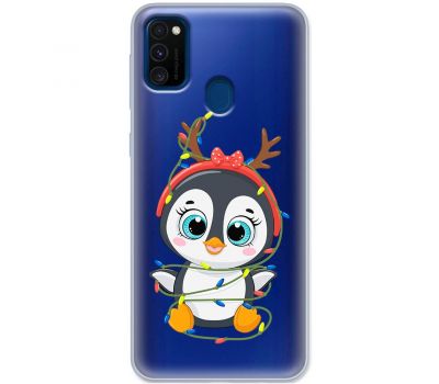 Чохол для Samsung Galaxy M21 / M30s MixCase Новий рік пінгвін у гірлянді