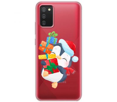 Чохол для Samsung Galaxy A02s (A025) MixCase Новий рік пінгвін з подарунками