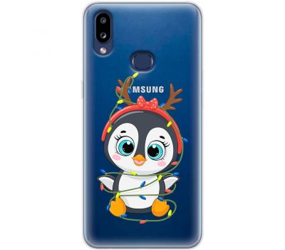 Чохол для Samsung Galaxy A10s (A107) MixCase Новий рік пінгвін у гірлянді