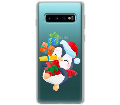 Чохол для Samsung Galaxy S10 (G973) MixCase Новий рік пінгвін з подарунками