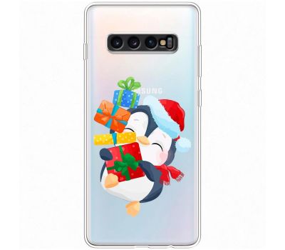 Чохол для Samsung Galaxy S10+ (G975) MixCase Новий рік пінгвін з подарунками