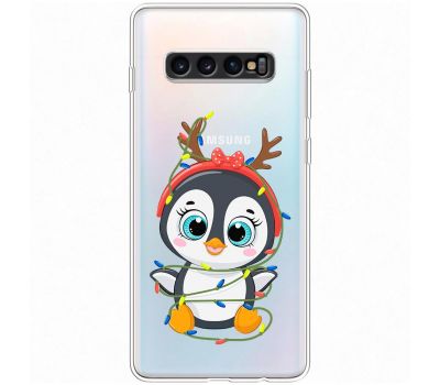 Чохол для Samsung Galaxy S10+ (G975) MixCase Новий рік пінгвін у гірлянді