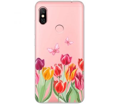 Чохол для Xiaomi Xiaomi Redmi Note 6 Pro Mixcase квіти тюльпани з двома метеликами