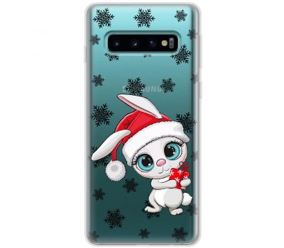 Чохол для Samsung Galaxy S10 (G973) MixCase Новий рік кролик у сніжинках