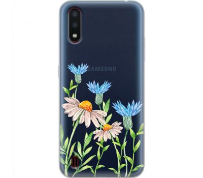 Чохол для Samsung Galaxy A01 (A015) Mixcase квіти волошки та ромашки
