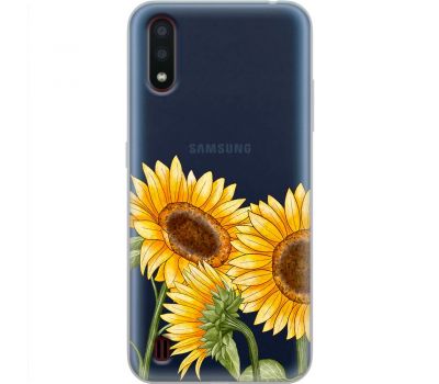 Чохол для Samsung Galaxy A01 (A015) Mixcase квіти три соняшники