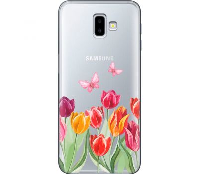 Чохол для Samsung Galaxy J6+ 2018 (J610) Mixcase квіти тюльпани з двома метеликами