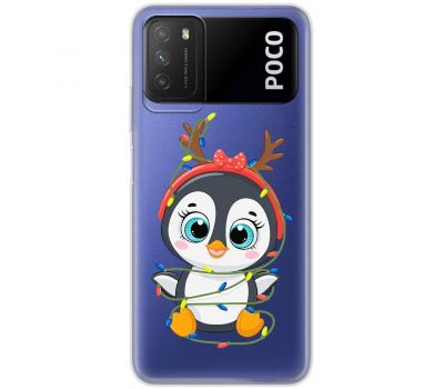 Чохол для Xiaomi Poco M3 MixCase Новий рік пінгвін у гірлянді