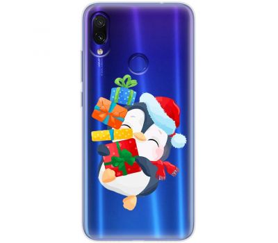 Чохол для Xiaomi Redmi Note 7 MixCase Новий рік пінгвін з подарунками