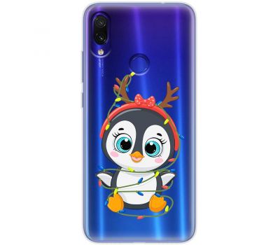 Чохол для Xiaomi Redmi Note 7 MixCase Новий рік пінгвін у гірлянді