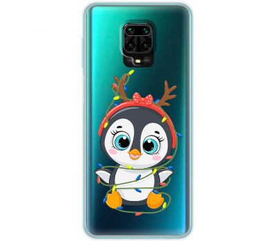 Чохол для Xiaomi Redmi Note 9S/9 Pro MixCase Новий рік пінгвін у гірлянді