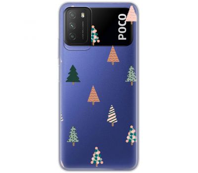 Чохол для Xiaomi Poco M3 MixCase Новий рік патерн новорічні ялинки