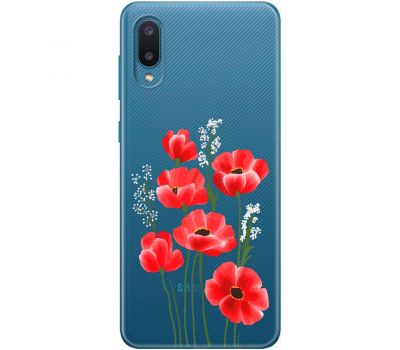 Чохол для Samsung Galaxy A02 (A022) Mixcase квіти маки в польових травах