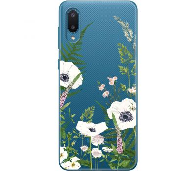 Чохол для Samsung Galaxy A02 (A022) Mixcase квіти білі квіти лісові трави