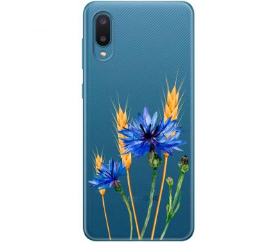 Чохол для Samsung Galaxy A02 (A022) Mixcase квіти волошки в колосках