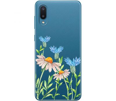 Чохол для Samsung Galaxy A02 (A022) Mixcase квіти волошки та ромашки