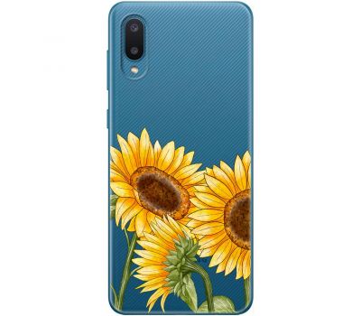 Чохол для Samsung Galaxy A02 (A022) Mixcase квіти три соняшники