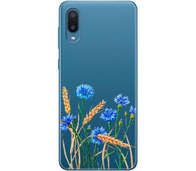 Чохол для Samsung Galaxy A02 (A022) Mixcase квіти волошки в пшениці